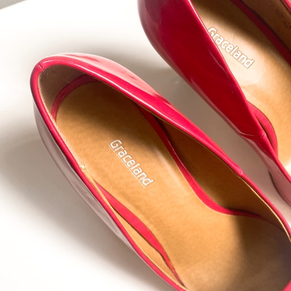 π GRACELAND HOT PINK FAUX LEATHER GLOSSY ROUND TOE HIGH HEELS! - Picture 7 of 8